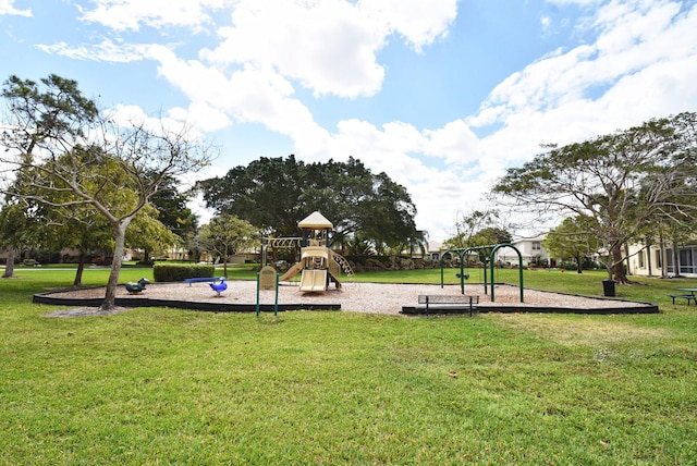 community playground with a lawn