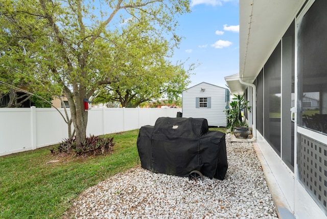 view of yard featuring a fenced backyard