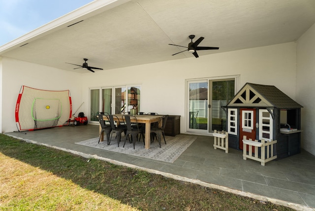 view of patio / terrace with a ceiling fan