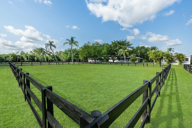 view of home's community with fence and a lawn