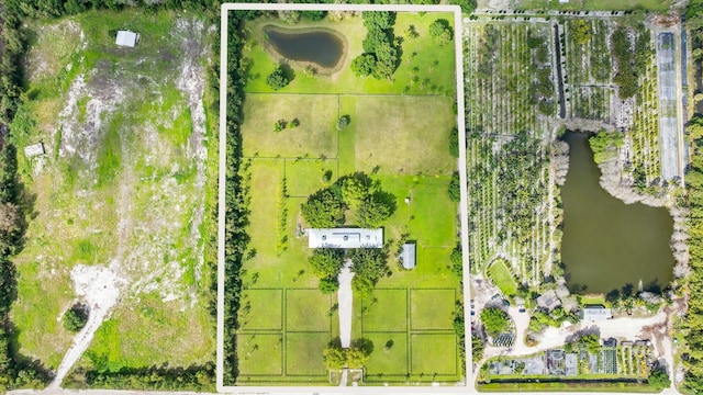 bird's eye view featuring a water view