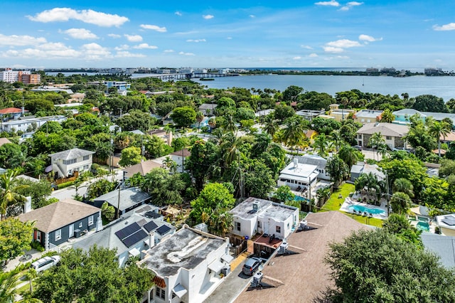 bird's eye view featuring a water view