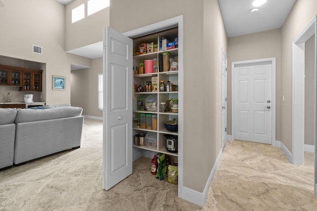 pantry with visible vents and a sink