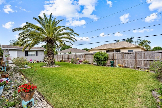 view of yard featuring a fenced backyard