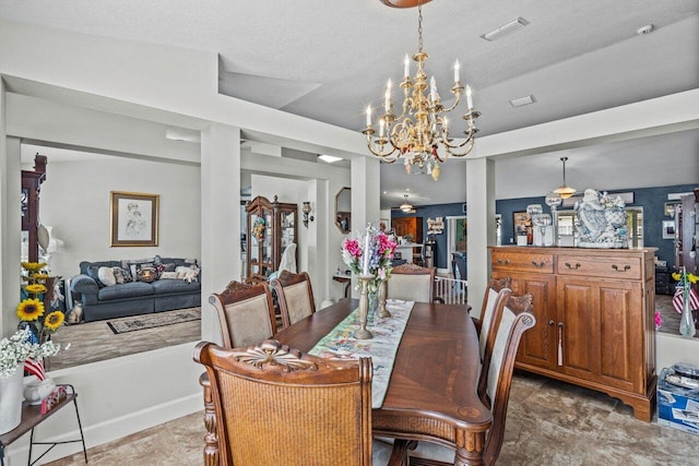 dining space featuring visible vents