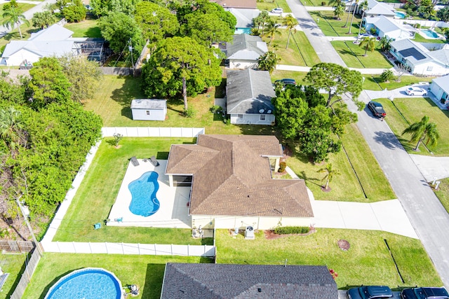 drone / aerial view with a residential view