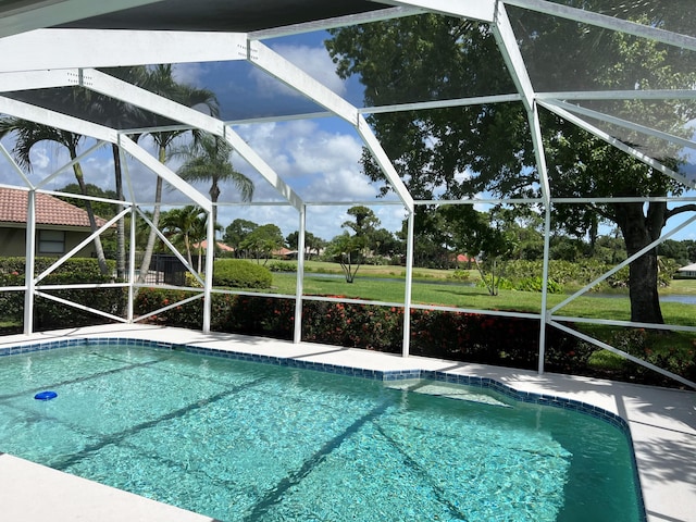 pool with glass enclosure