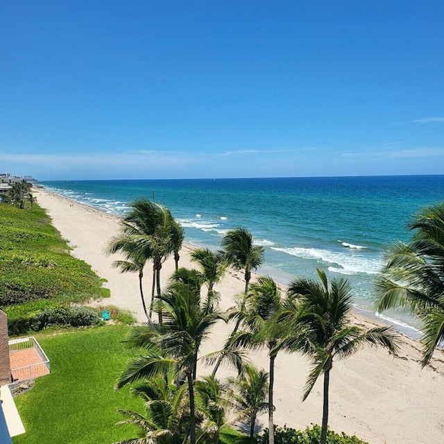 view of water feature featuring a beach view