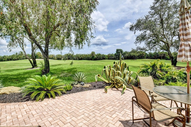 view of patio / terrace with view of golf course