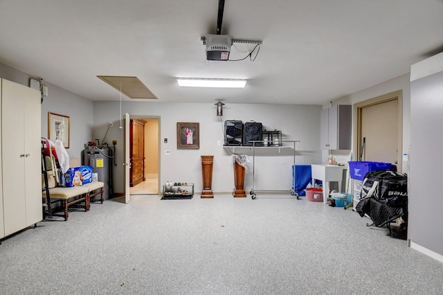 garage featuring electric water heater