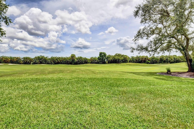 view of yard with view of golf course