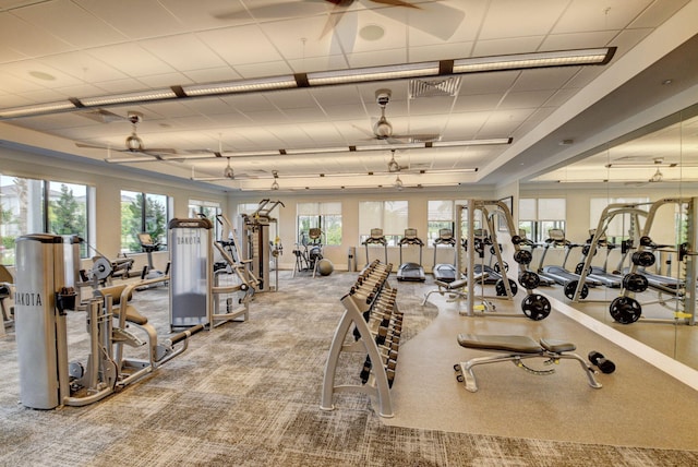 gym with plenty of natural light and visible vents