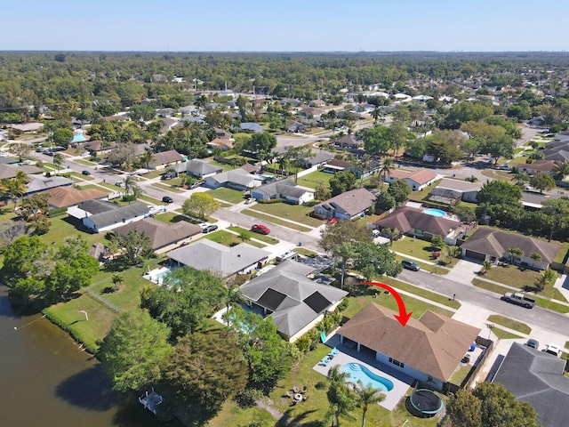 bird's eye view with a residential view