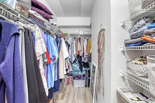 spacious closet with wood finished floors