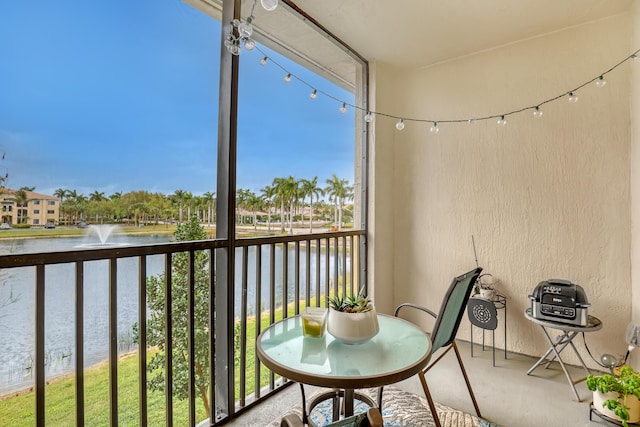 balcony with a water view