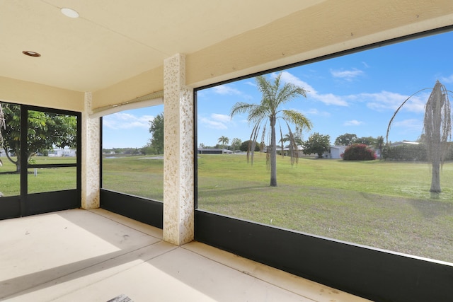 view of unfurnished sunroom