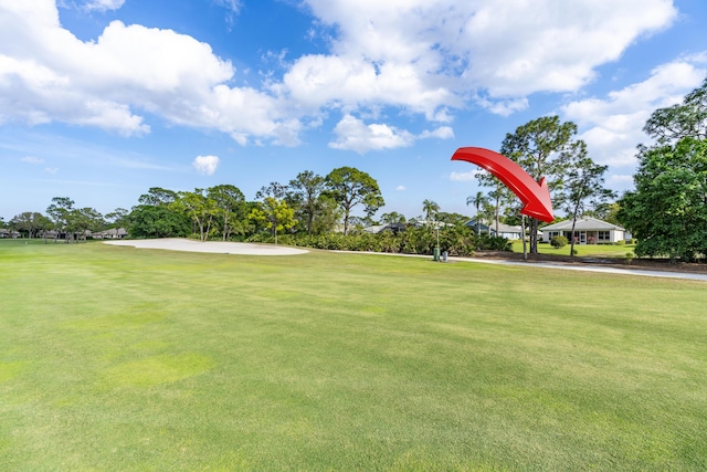 view of property's community with a lawn