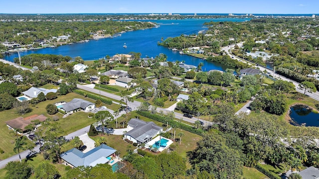 bird's eye view featuring a water view