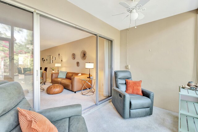 living area with carpet and visible vents