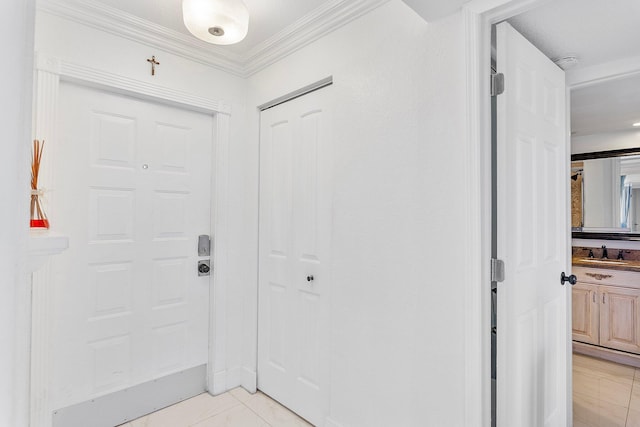 interior space with crown molding