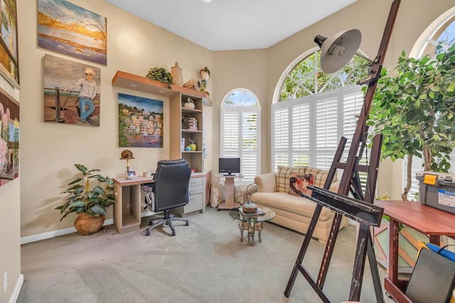 office featuring carpet flooring and baseboards