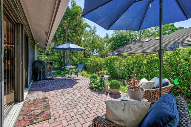 view of patio / terrace with a grill