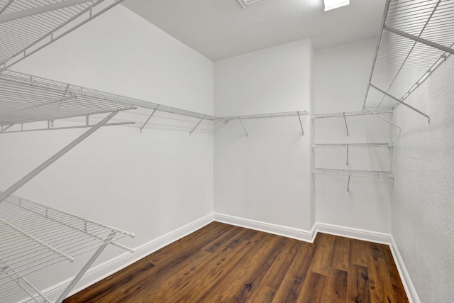 walk in closet with wood finished floors