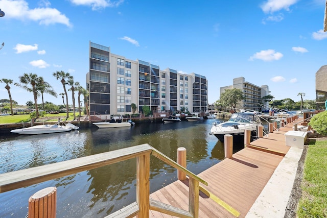 dock area featuring a water view