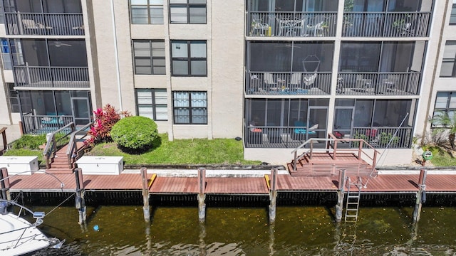 view of dock featuring a water view