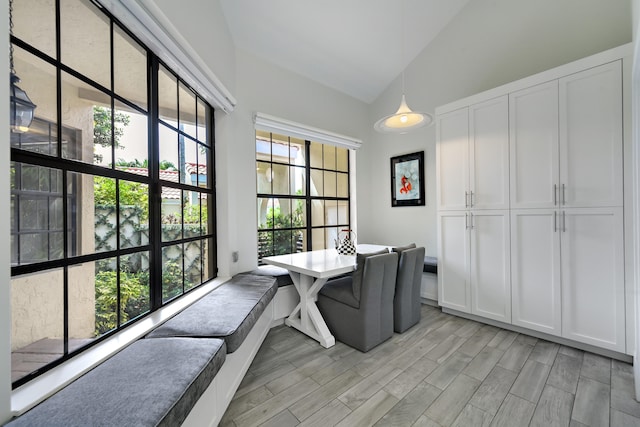 interior space featuring lofted ceiling