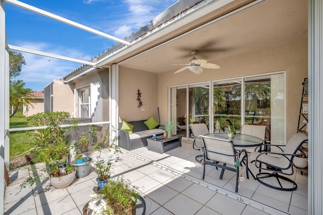 view of patio with a ceiling fan