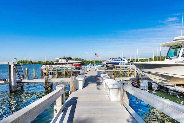 dock area featuring a water view and boat lift