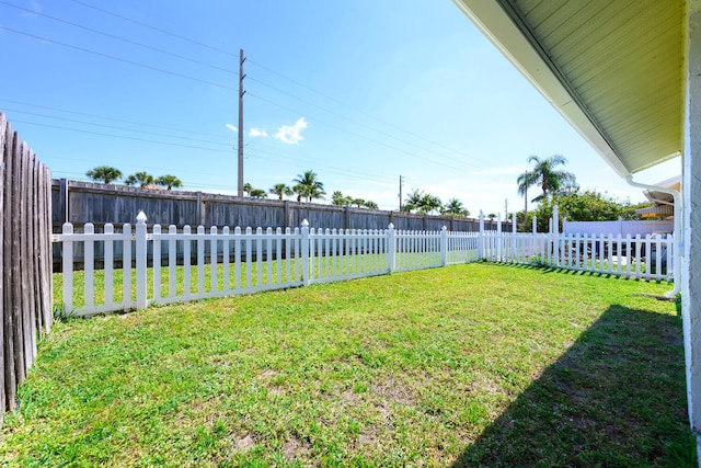 view of yard with a fenced backyard