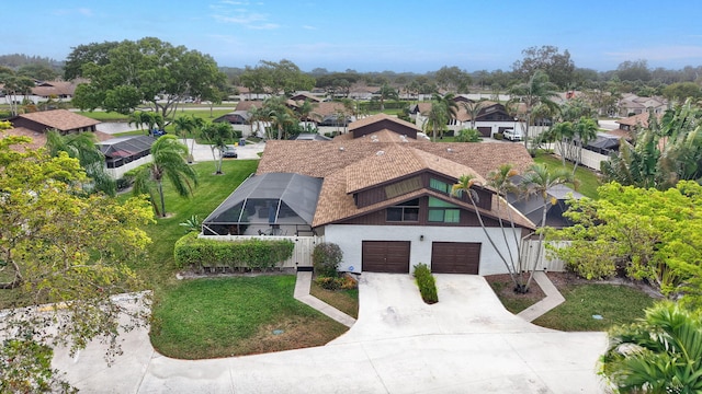 drone / aerial view with a residential view