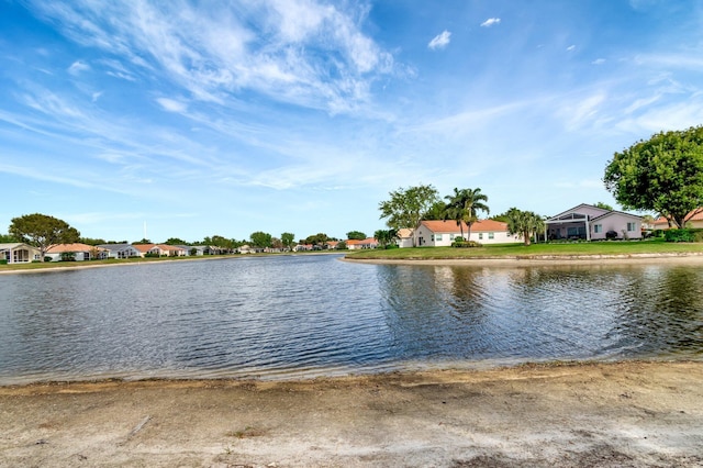 view of water feature with a residential view