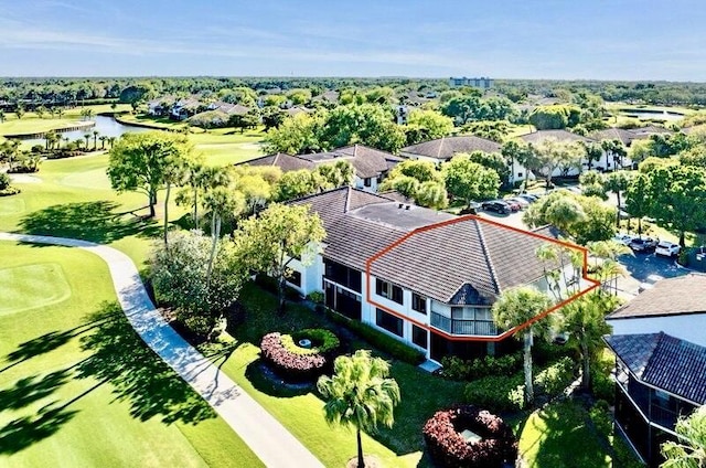 7290 Clunie Pl Unit 14404, Delray Beach, FL 33446 - aerial perspective of suburban area with a local golf course, a large body of water, and property boundaries highlighted