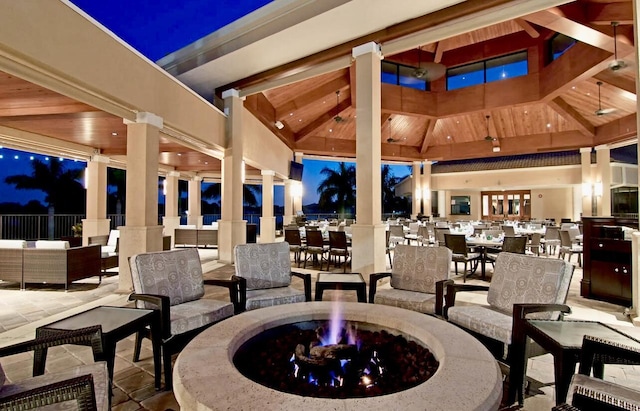 7290 Clunie Pl Unit 14404, Delray Beach, FL 33446 - view of patio featuring a gazebo and an outdoor living space with a fire pit