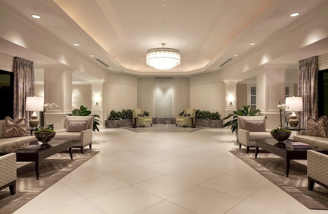 7290 Clunie Pl Unit 14404, Delray Beach, FL 33446 - lobby featuring recessed lighting, crown molding, and a decorative wall