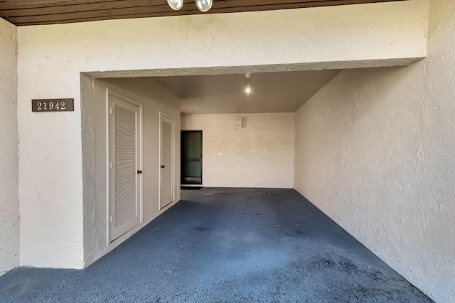 exterior space with stucco siding