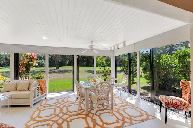 sunroom / solarium with rail lighting