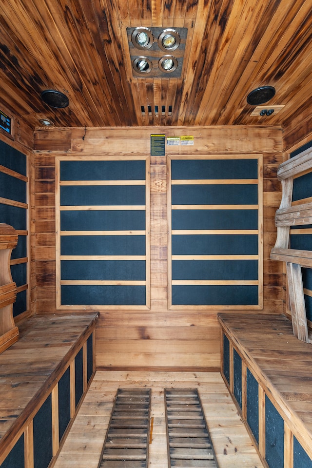 view of sauna / steam room with hardwood / wood-style floors