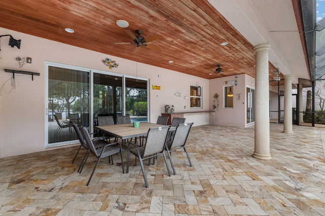 view of patio / terrace featuring ceiling fan and outdoor dining space