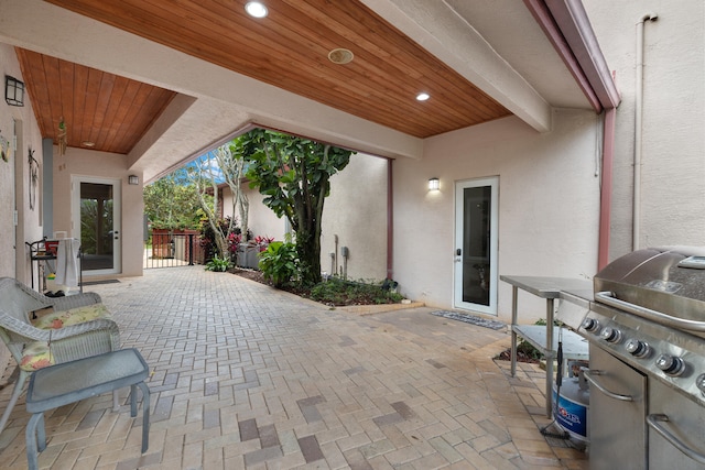 view of patio with area for grilling