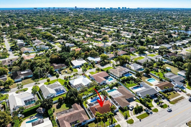 drone / aerial view featuring a residential view