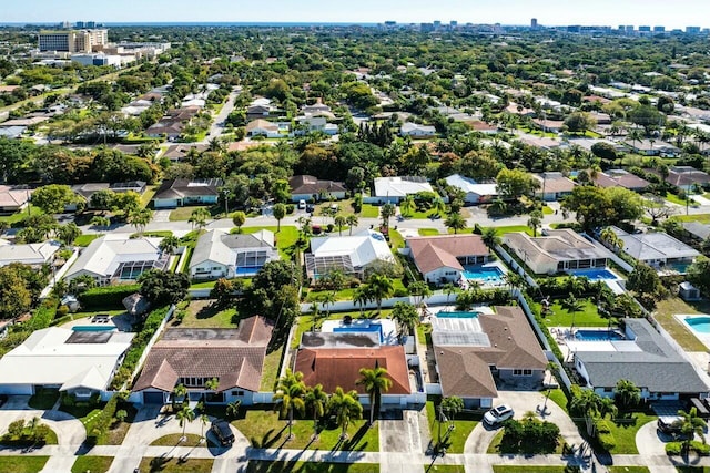 birds eye view of property with a residential view