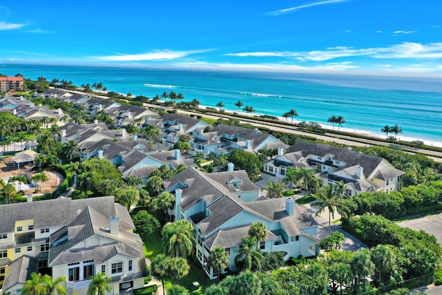 aerial view with a water view and a residential view