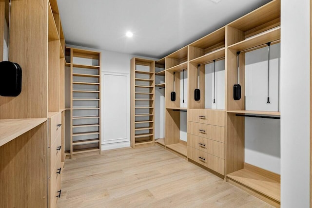 walk in closet featuring light wood-type flooring