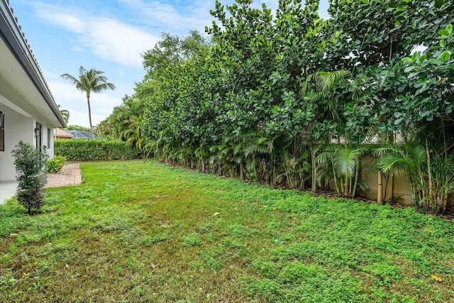 view of yard with a patio area and fence