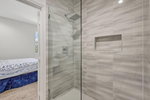 bathroom with a stall shower