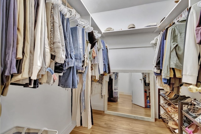 walk in closet featuring wood finished floors